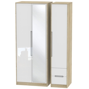 MON167 Tall Triple Mirror + Drawer Robe