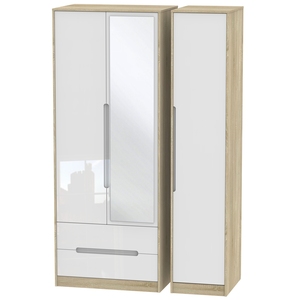 MON142 Tall Triple 2 Drawer Mirror Robe