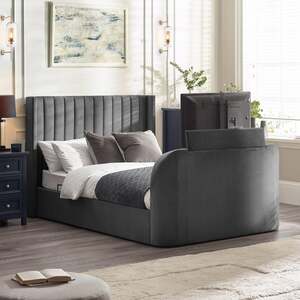 Side Lift Ottoman Tv Bed - Dark Grey