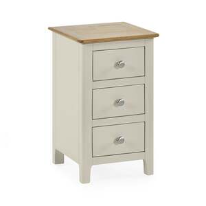 SOM006 Oak Compact 3 Drawer Bedside - Soft Truffle/Oak