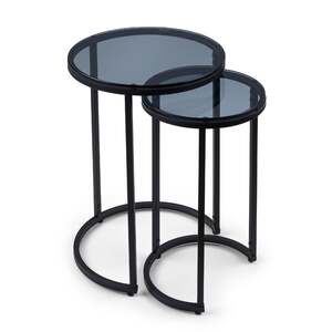 CHI019 Round Nesting Side Tables Smoked Glass