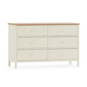 COX405 6 Drawer Chest - Ivory & Oak