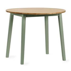 LIN104 Round Drop Leaf Table - Sage Green/Natural