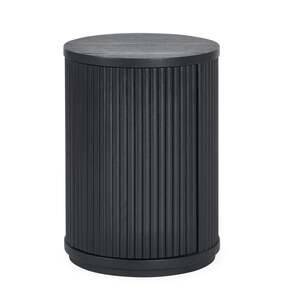 LOU009 Black Fluted Side Table With Door