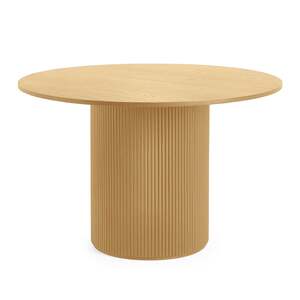 LOU105 Fluted Round Dining Table - Light Oak