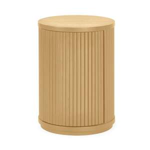 LOU109 Fluted Side Table With Door - Light Oak