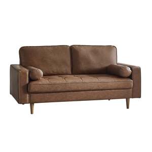 HEN302 3 Seater Sofa With Bolsters - Brown Tan Faux Leather
