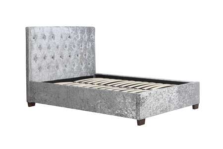 COGB46STEV2 Double Bed Steel Crushed Velvet