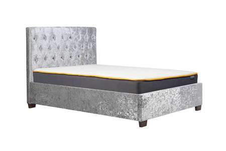 COGB46STEV2 Double Bed Steel Crushed Velvet