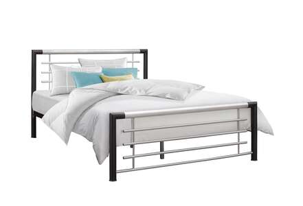 FARB4 Small Double Bed Silver & Black