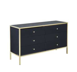 FENCH6MIR 6 Drawer Chest Black & Gold