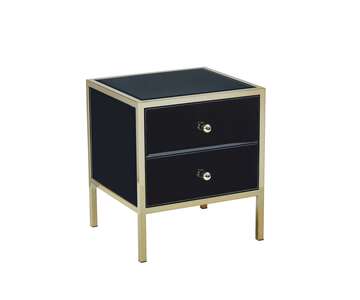 FEN2BSMIR 2 Drawer Bedside Black & Gold
