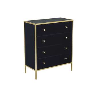 FENCH4MIR 4 Drawer Chest Black & Gold
