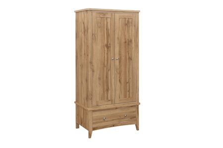 HAMWD21OAK 2 Door 1 Drawer Wardrobe Oak