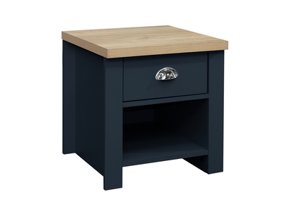 HIG1LTNOK 1 Drawer Lamp Table Navy Blue & Oak