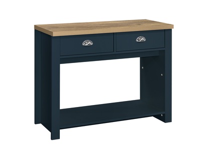 HIG2COTNOK 2 Drawer Console Table Navy Blue & Oak