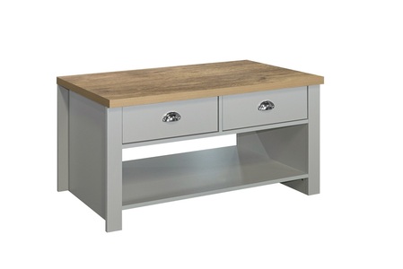 HIG2CTGOK 2 Drawer Coffee Table Grey & Oak