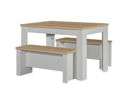 HIGDSBGOK Dining Table & Bench Set Grey & Oak
