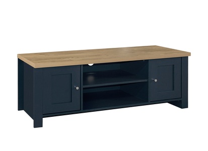 HIGLTVNOK Large TV Unit Navy Blue & Oak