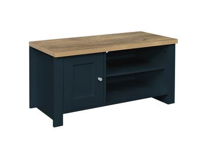 HIGSTVNOK Small TV Unit Navy Blue & Oak