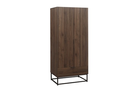 HOSWD21WAL 2 Door 1 Drawer Wardrobe Walnut