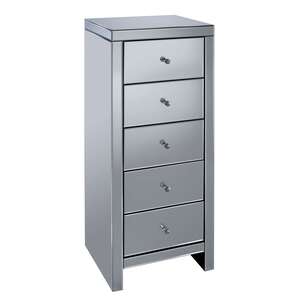 SEVCH5MIR 5 Drawer Narrow Chest White