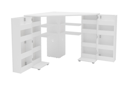 OLICDTSWHT Corner Dressing Table With Storage White