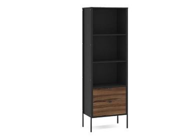 OPS2BCWBK 2 Drawer Bookcase Walnut & Black