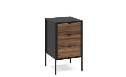 OPS3SUWBK 3 Drawer Storage Unit Walnut & Black