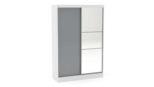 LYN2SRMWTG 2 Door Sliding Wardrobe With Mirror White & Grey