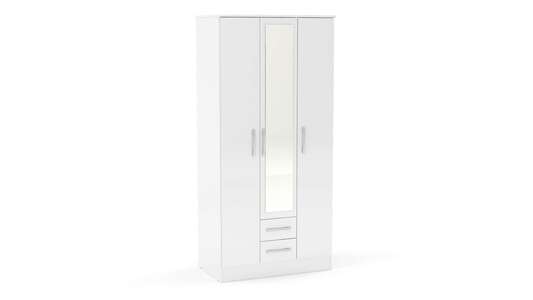 LYN3DCWHT 3 Door 2 Drawer Wardrobe With Mirror White