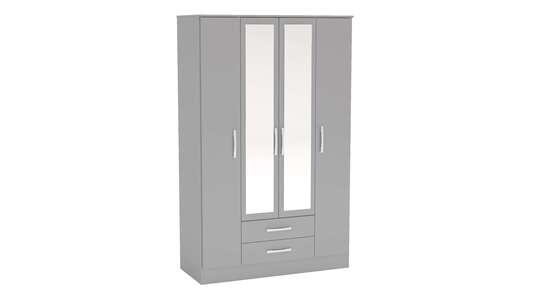 LYN4DCGRY 4 Door 2 Drawer Wardrobe With Mirror Grey