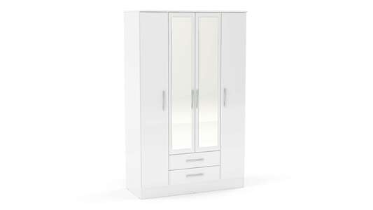 LYN4DCWHT 4 Door 2 Drawer Wardrobe With Mirror White