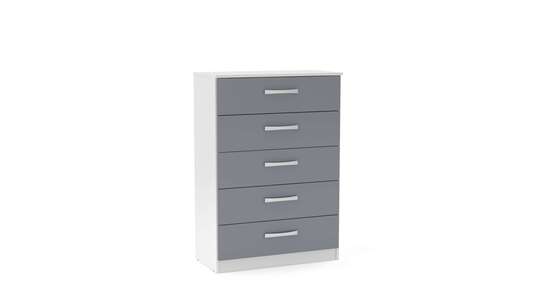 LYNCH5WTG 5 Drawer Chest White & Grey