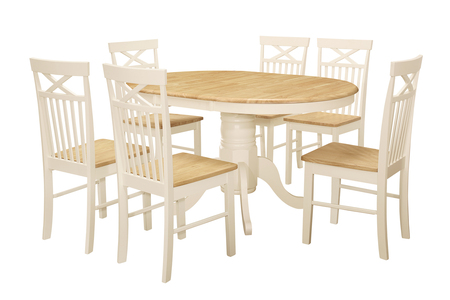 CHADSET6CH Round Extending Dining Table With 6 Chairs