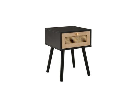 CROR1BSBLK 1 Drawer Rattan Bedside