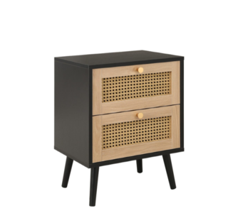 CROR2BSBLK 2 Drawer Rattan Bedside