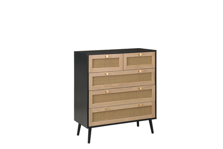 CRORCH5BLK 5 Drawer Rattan Chest