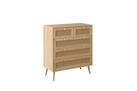 CRORCH5OAK 5 Drawer Rattan Chest