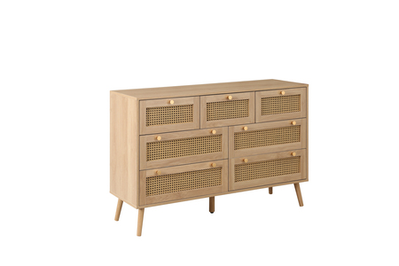 CRORCH7OAK 7 Drawer Rattan Chest