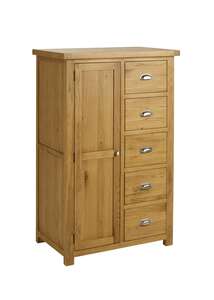 WOB1D5DROAK 1 Door 5 Drawer Wardrobe Oak