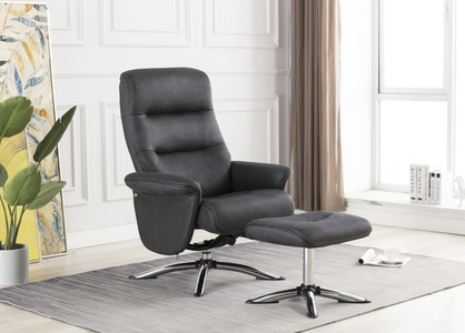 TEX-306-SL Swivel Recliner and Stool - Slate