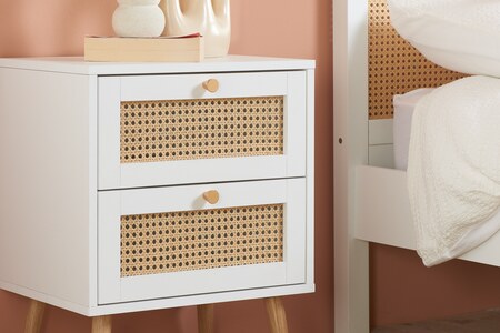 CROR2BSWHT 2 Drawer Rattan Bedside