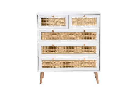 CRORCH5WHT 5 Drawer Rattan Chest