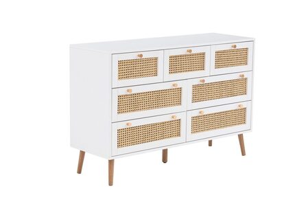 CRORCH7WHT 7 Drawer Rattan Chest