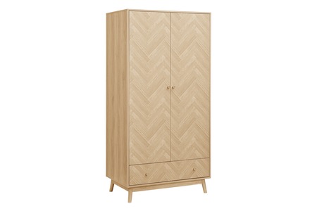 HERWD21OAK- Herringford 2 Door 1 Drawer Wardrobe