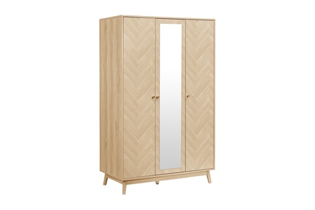 HER3WMOAK-Herringford 3 Door Wardrobe + Mirror
