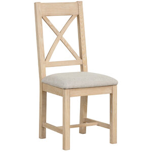 WIL150 Wooden Cross Back Chair Grey Seat Pad