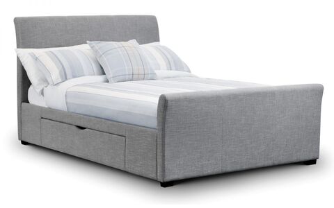 Fabric Bed With Drawers Light Grey