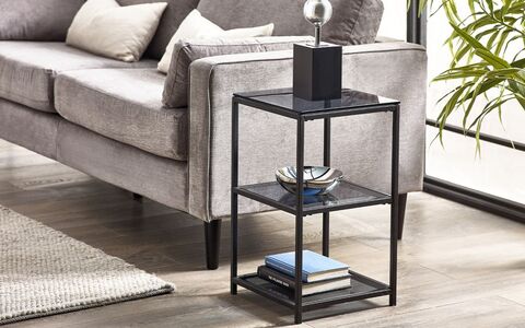 CHI021 Tall Narrow Side Table Smoked Glass